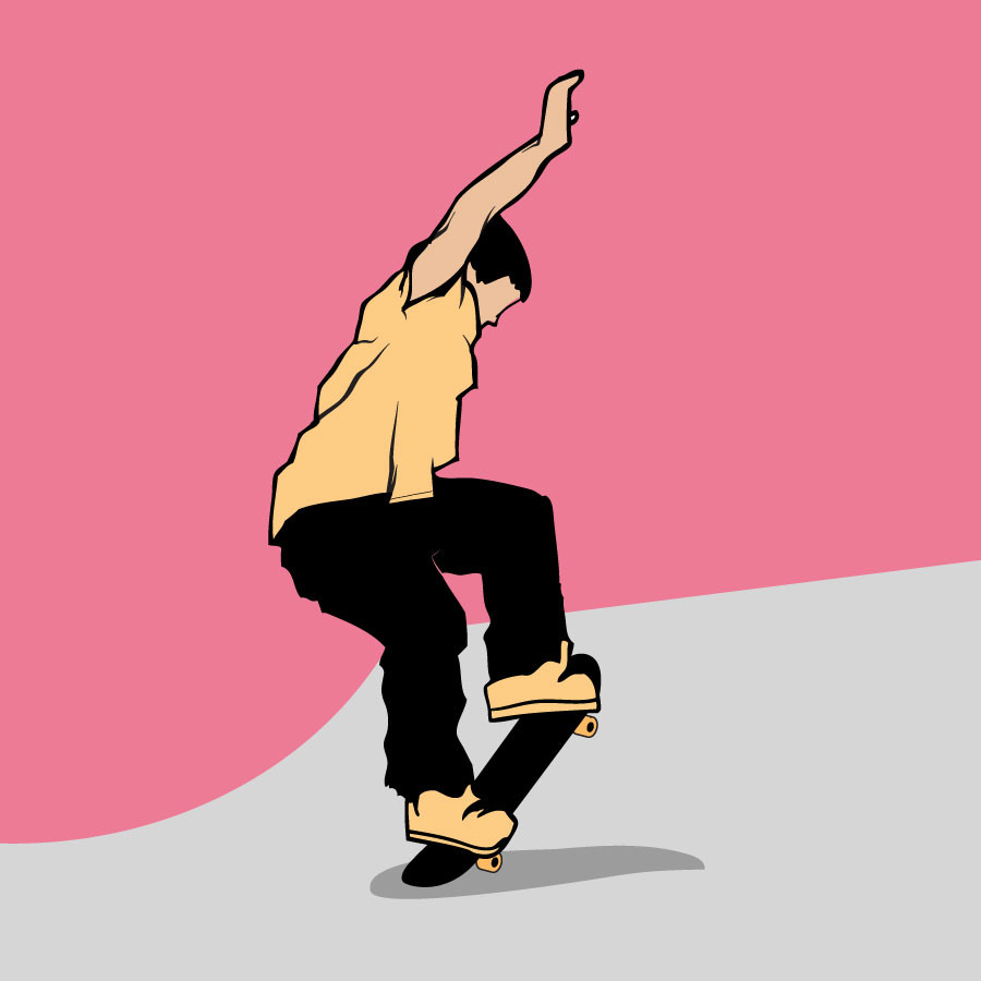 Boy Skateboarding Vector Illustration Product Image