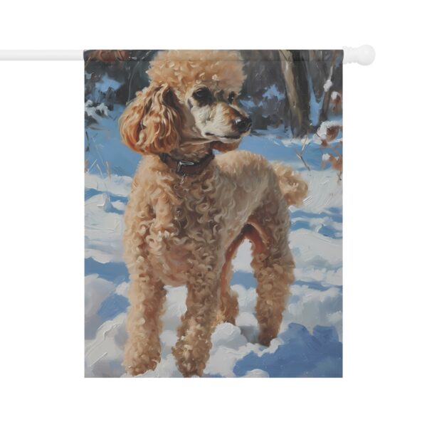 Poodle in Snow Norman Rockwell Style Garden Banner