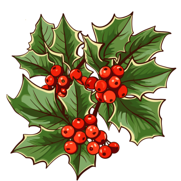 Stylized Holly Leaves Christmas Vector Art