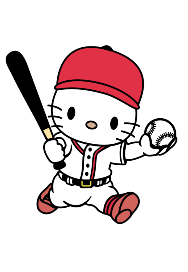 Hello Kitty Baseball Player Downloadable Illustration