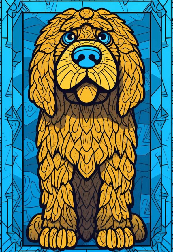 Stained Glass Goldendoodle Digital Art